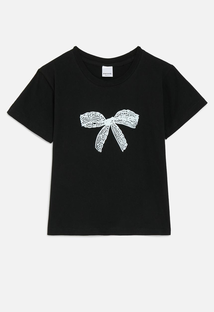 Pop Candy - Bow print tee - black