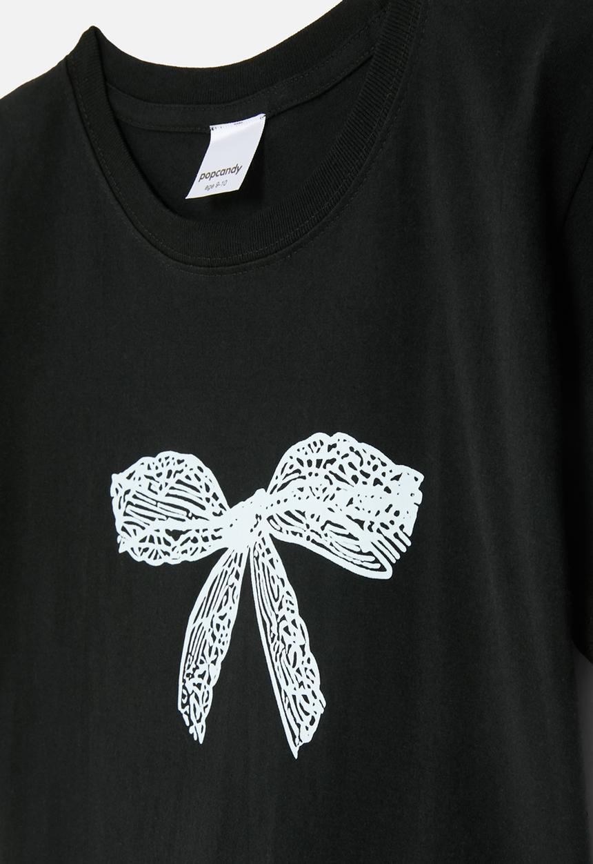 Pop Candy - Bow print tee - black