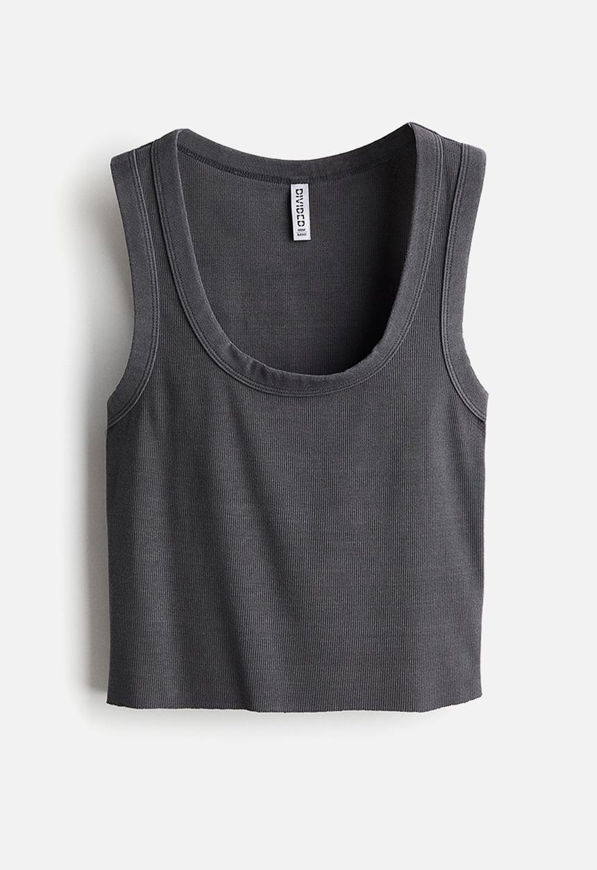 H&M - Short vest top - dark grey