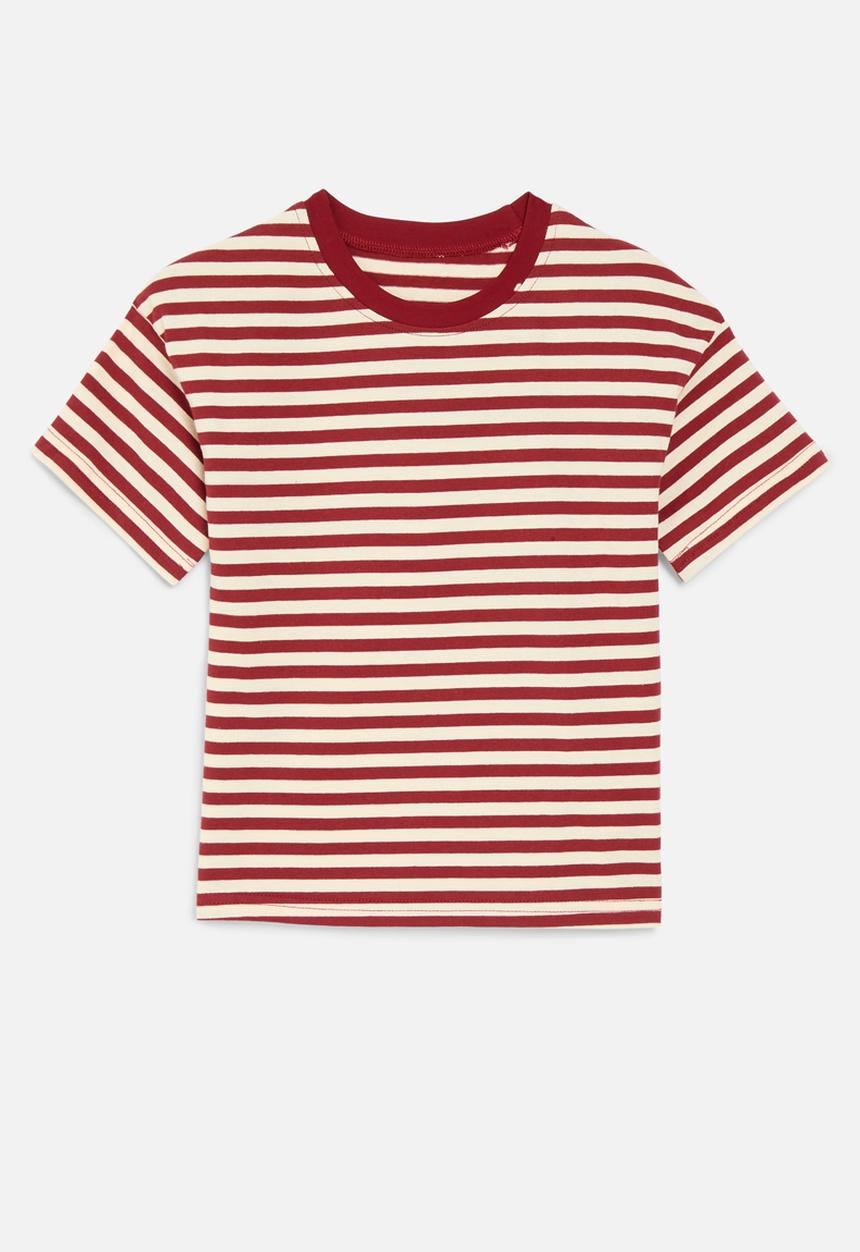 Pop Candy - Striped crew neck tee - red & white