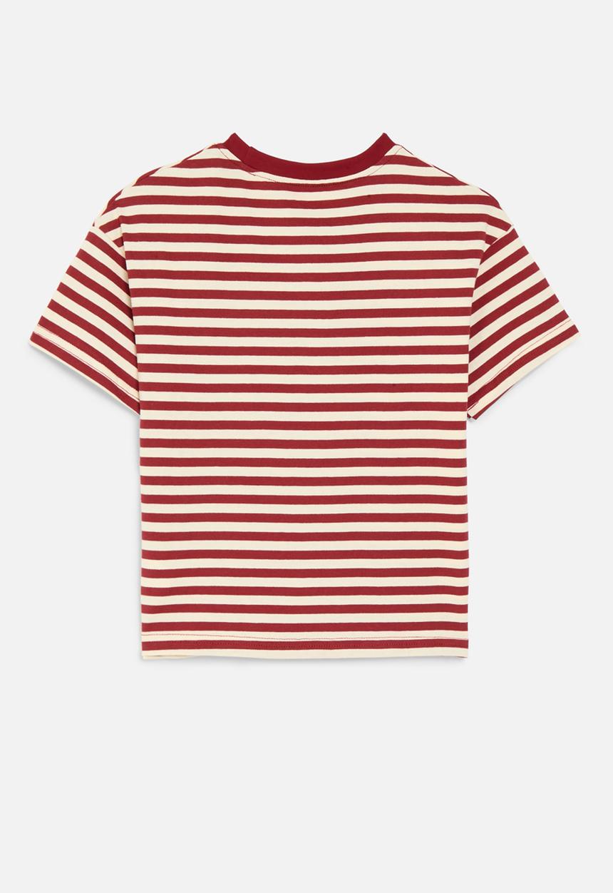 Pop Candy - Striped crew neck tee - red & white
