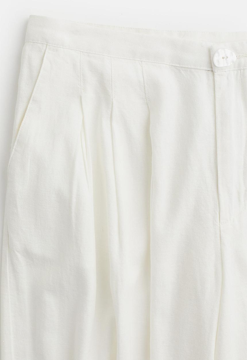 H&M - Linen-blend tailored trousers - cream