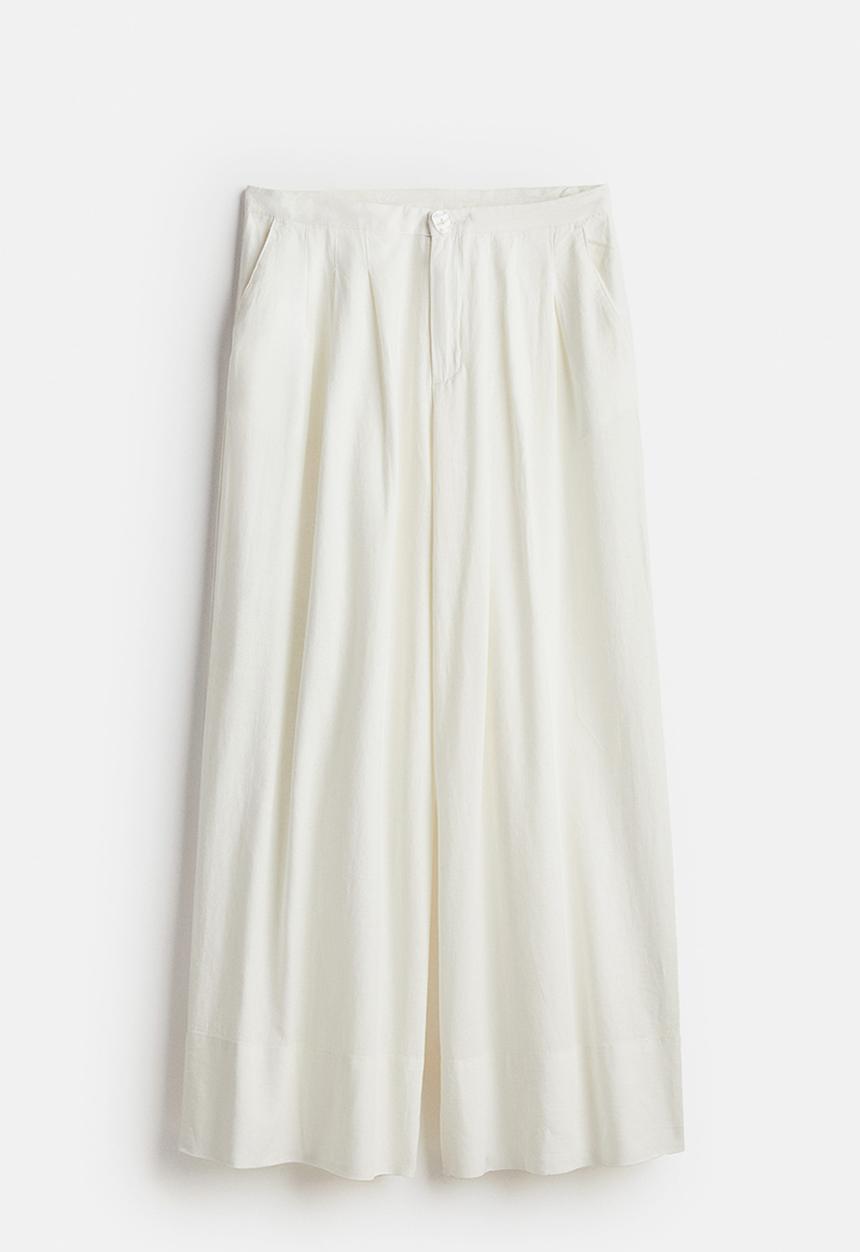 H&M - Linen-blend tailored trousers - cream