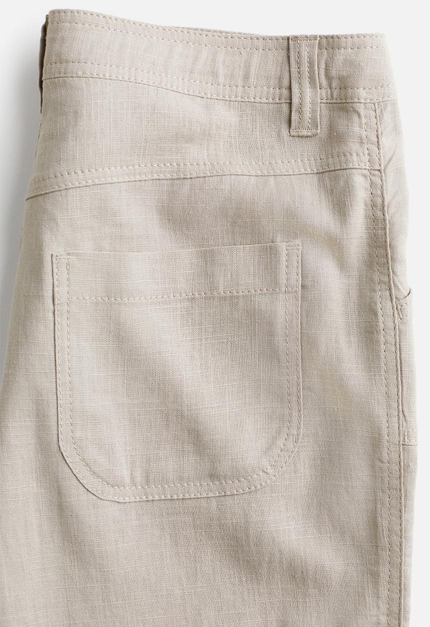 H&M - Linen-blend straight trousers - beige & grey