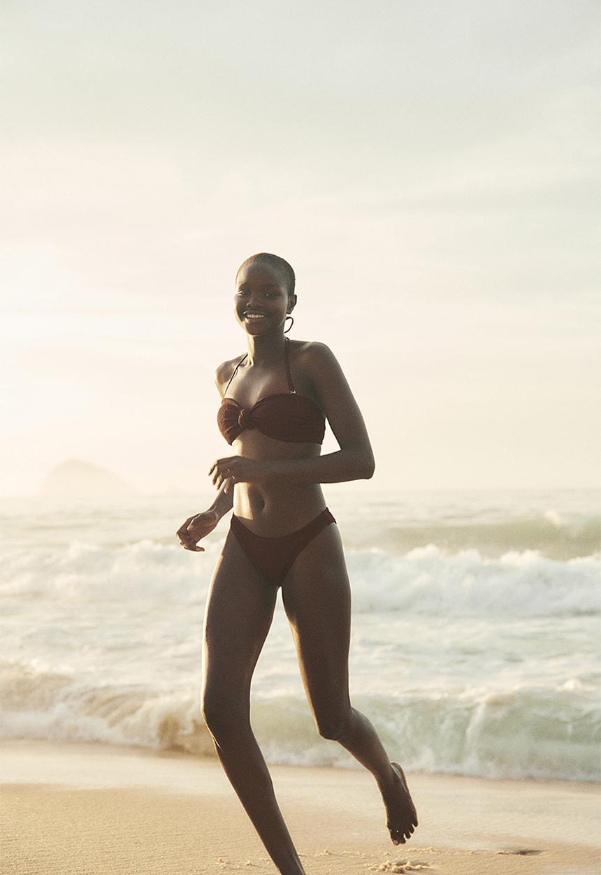 H&M - Padded bandeau bikini top - brown