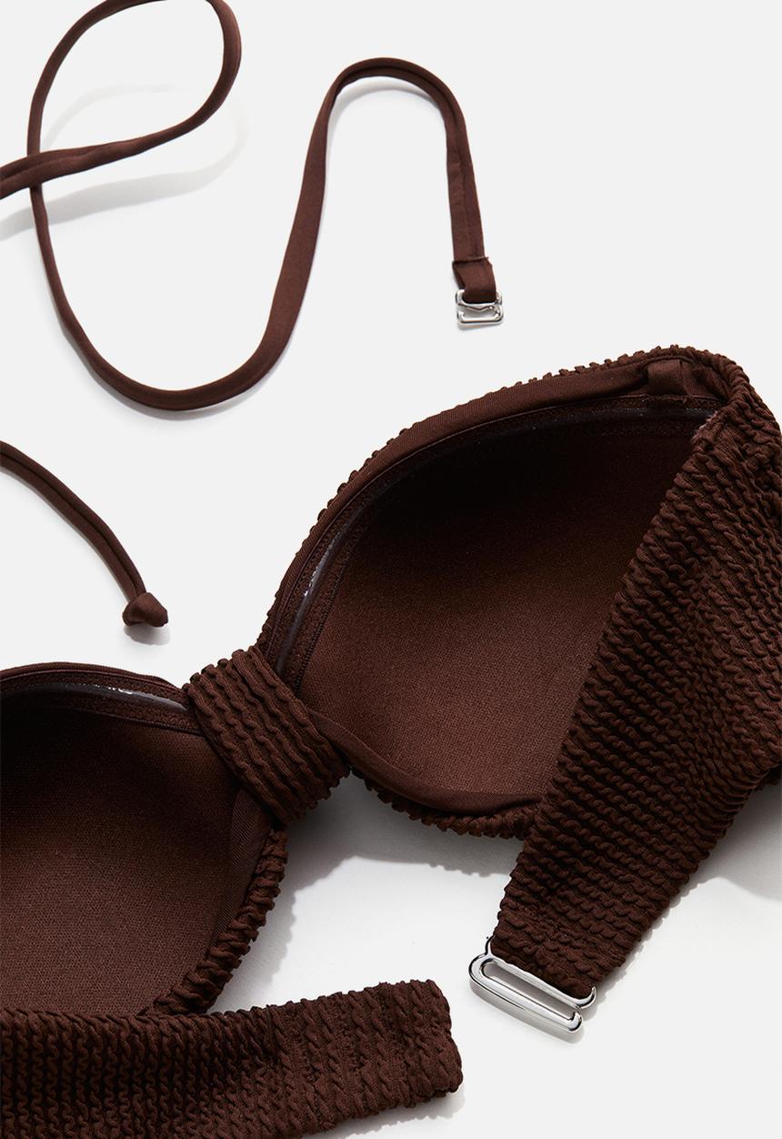 H&M - Padded bandeau bikini top - brown