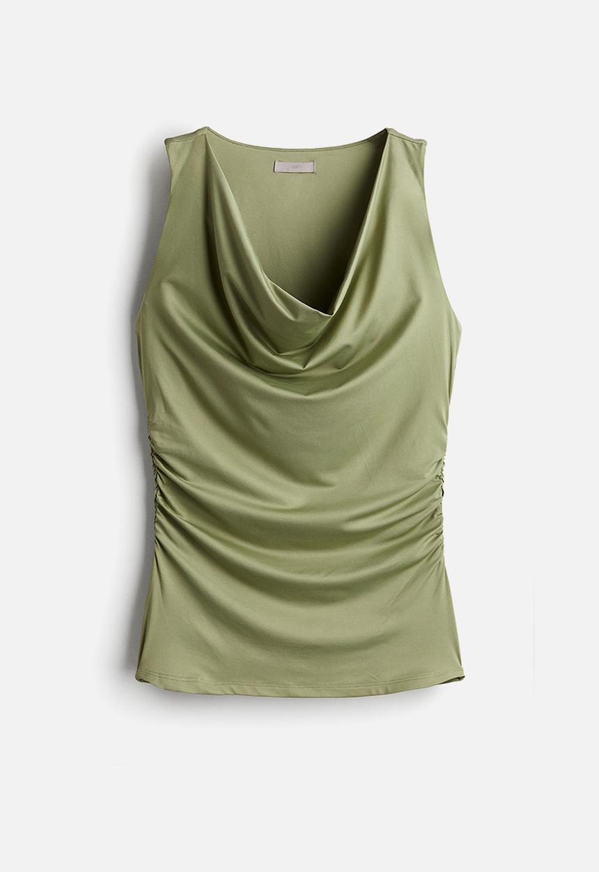 H&M - Draped top - light khaki green