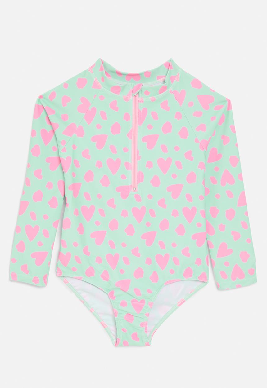Pop Candy - Heart print swimsuit-blue & pink