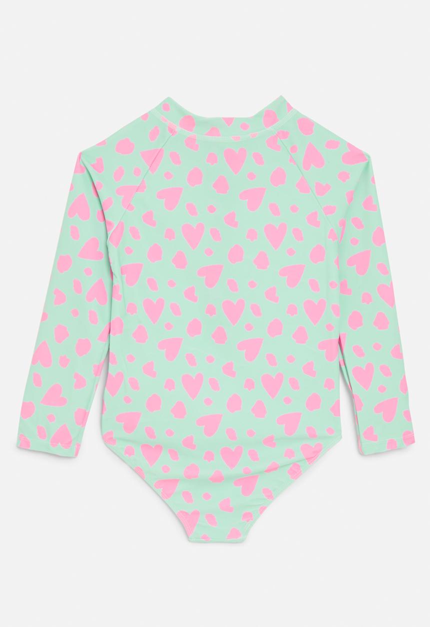Pop Candy - Heart print swimsuit-blue & pink