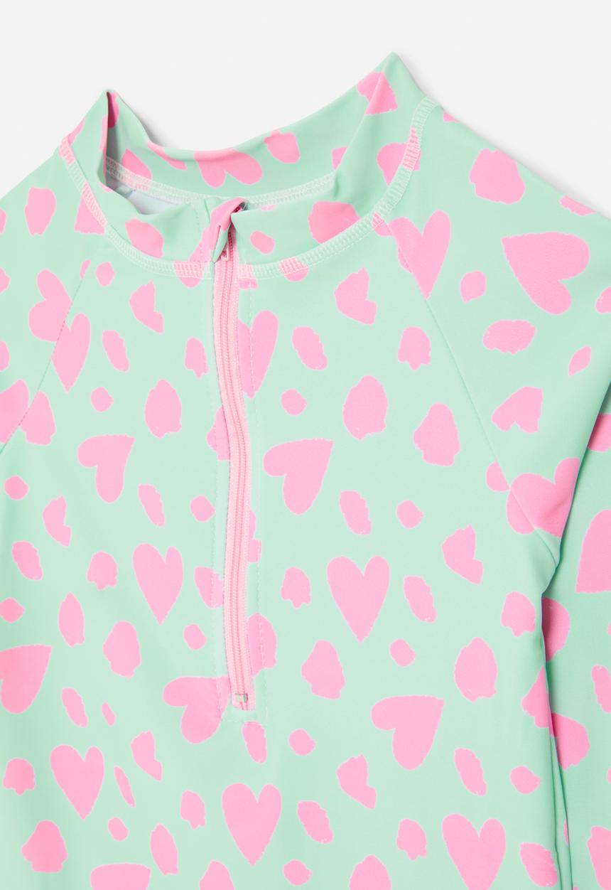 Pop Candy - Heart print swimsuit-blue & pink