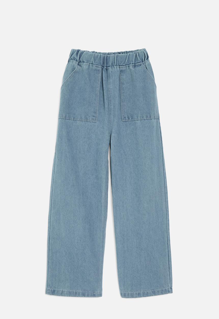 Pop Candy - Elasticated waist jeans-stone wash