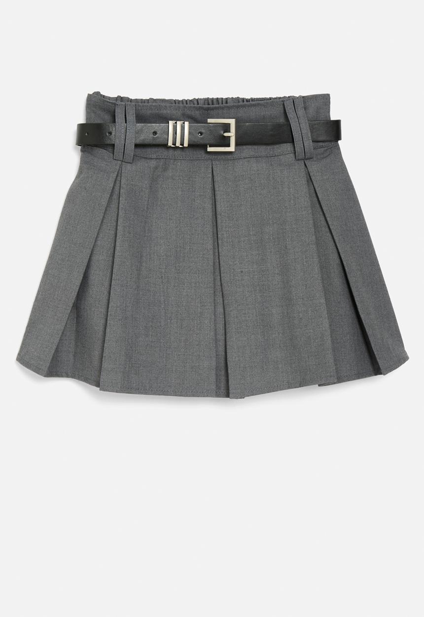 Pop Candy - Belted pleated skirt - grey