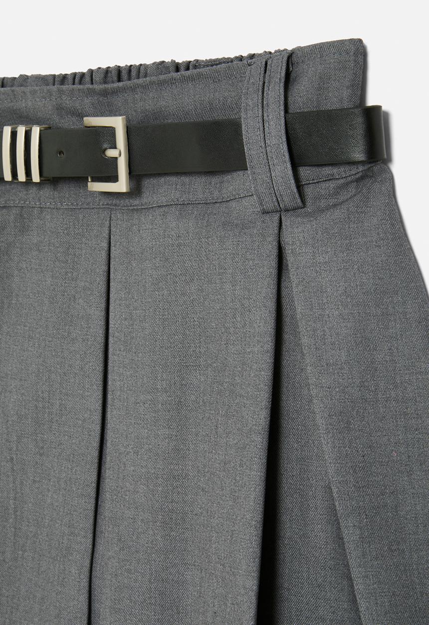 Pop Candy - Belted pleated skirt - grey