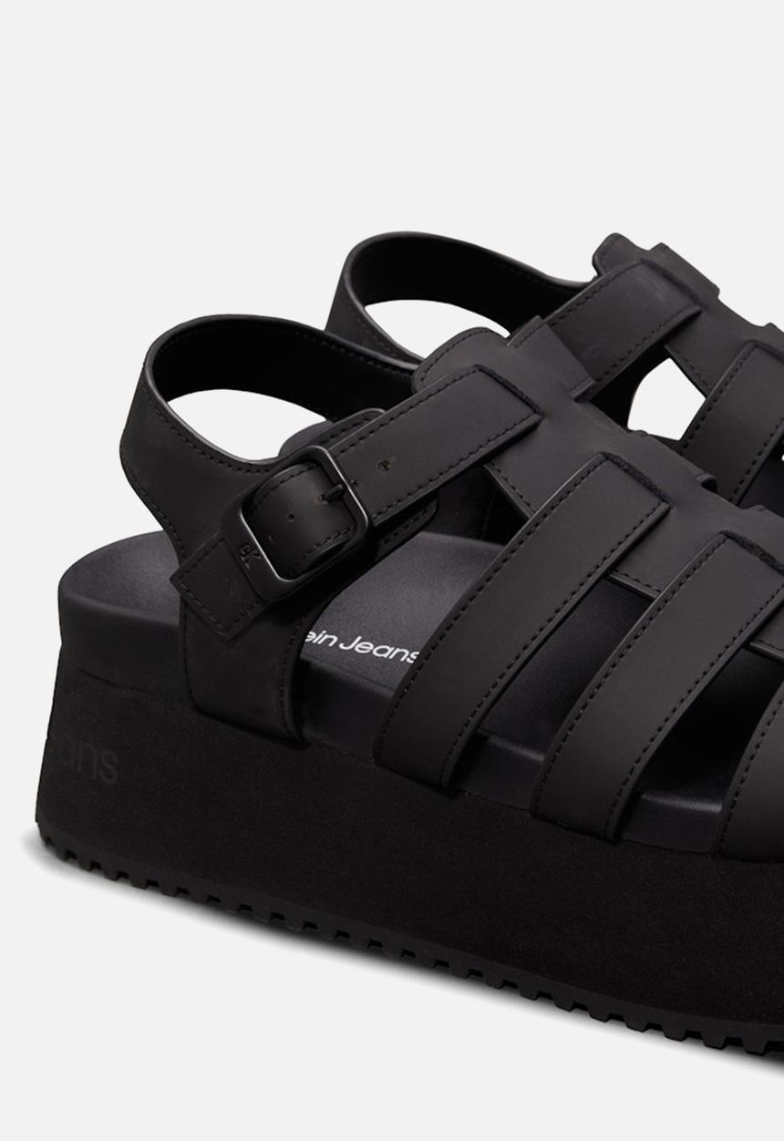 Calvin Klein - Platform buckle leather sandal - triple black