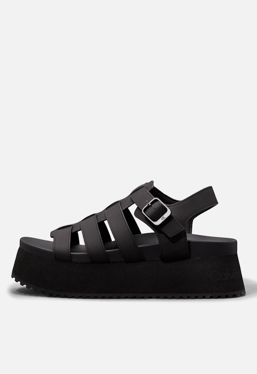 Calvin Klein - Platform buckle leather sandal - triple black