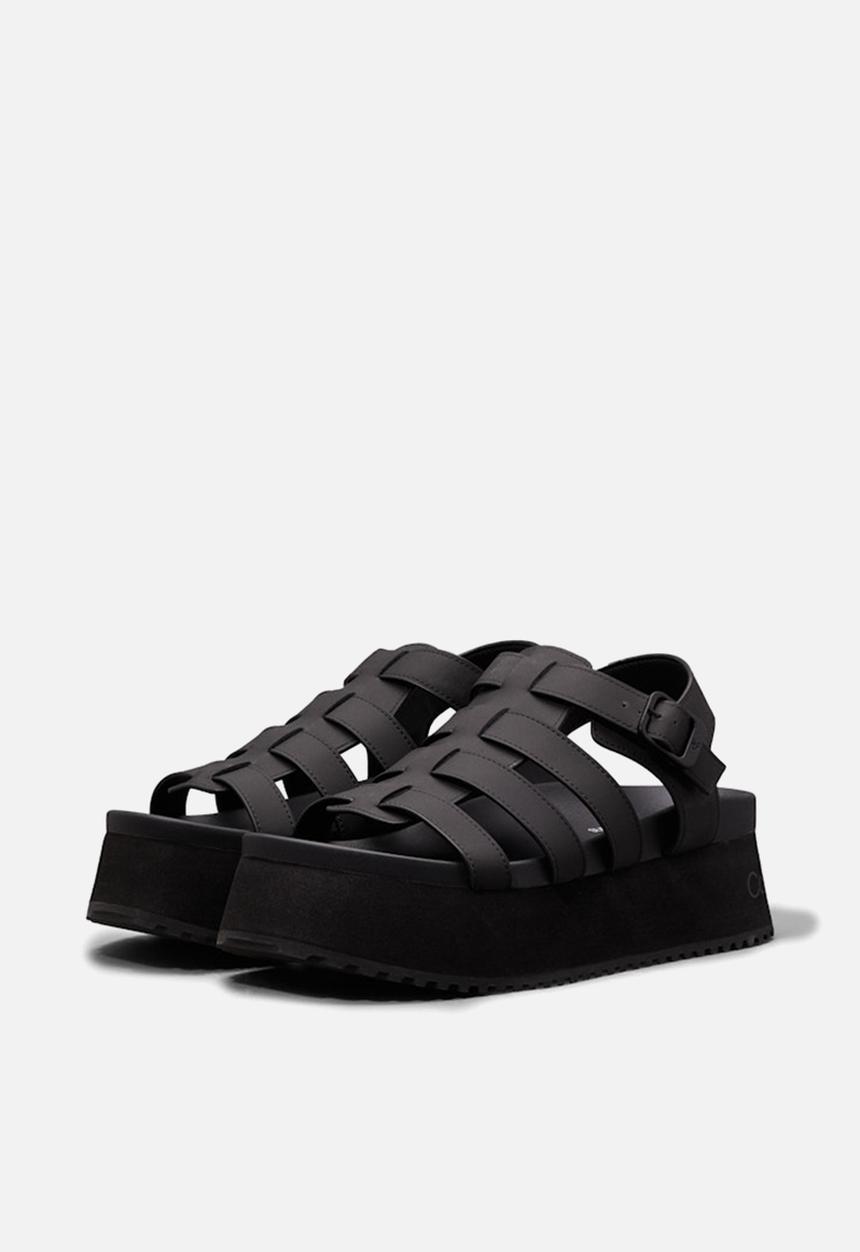 Calvin Klein - Platform buckle leather sandal - triple black