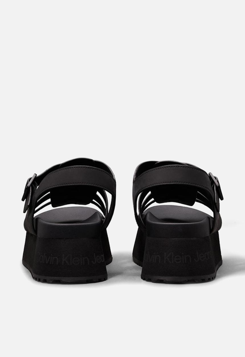 Calvin Klein - Platform buckle leather sandal - triple black
