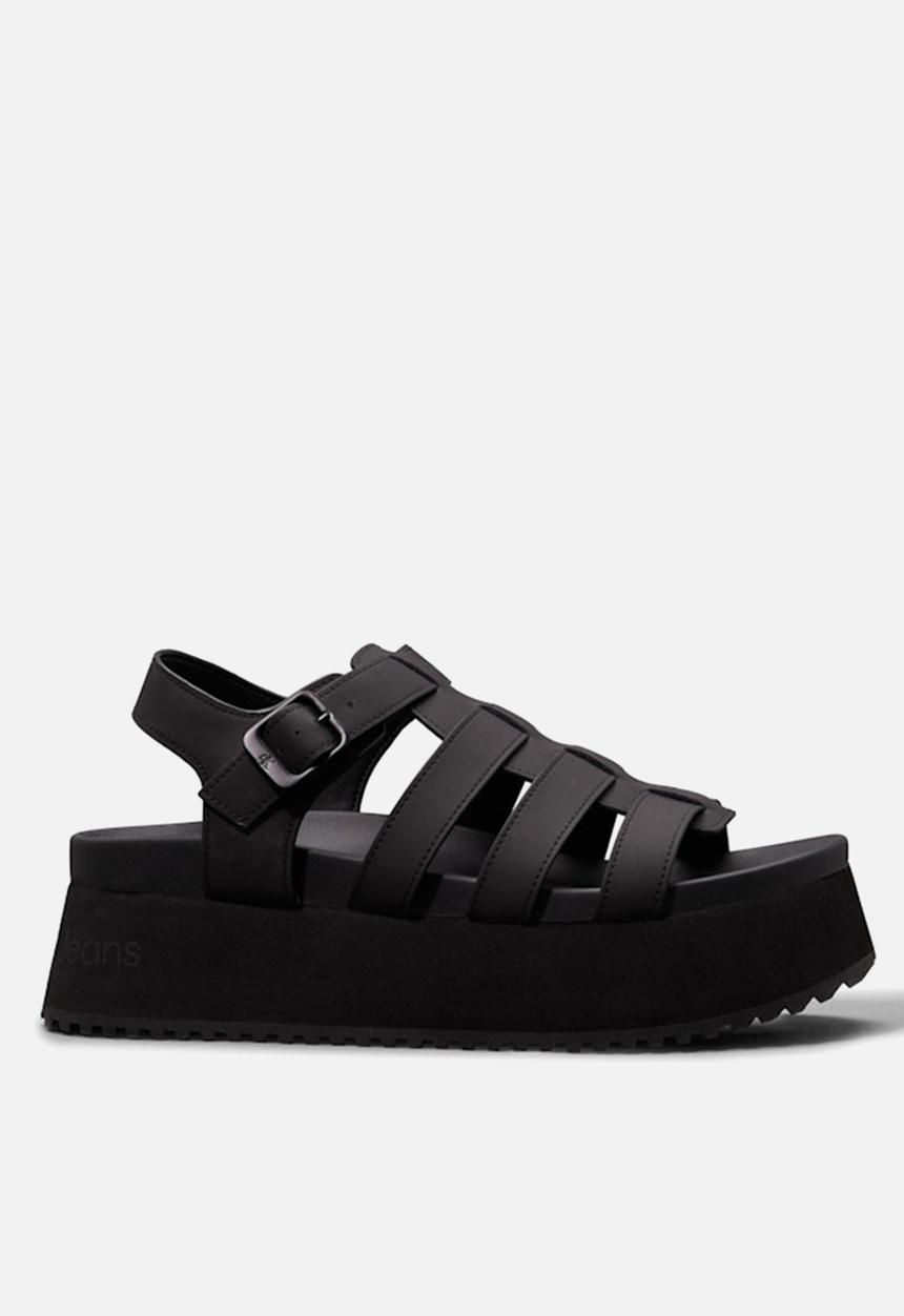Calvin Klein - Platform buckle leather sandal - triple black