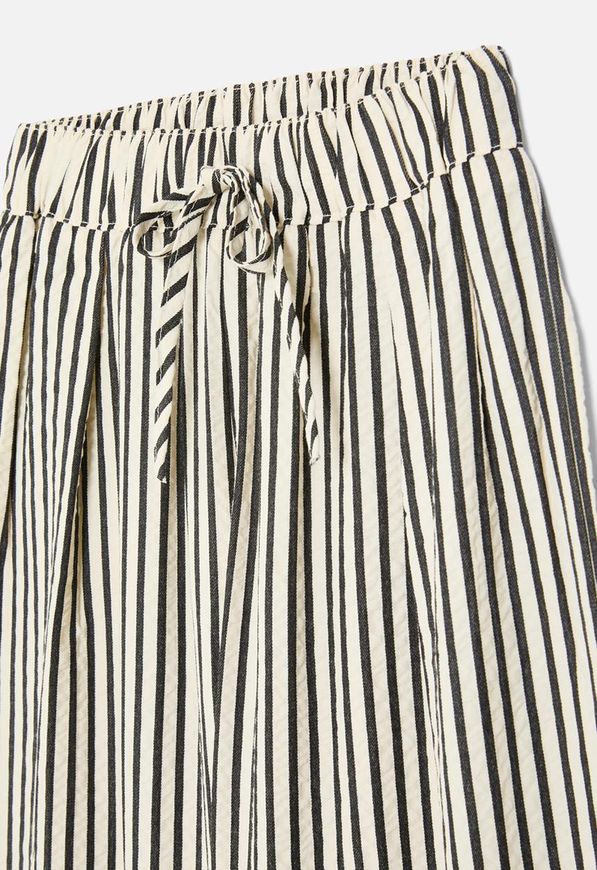 Pop Candy - Striped wide leg pants-ecru & black