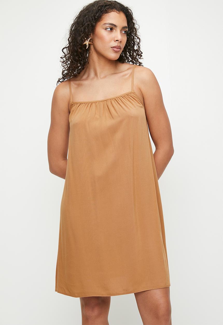 Superbalist - Mini Trapeze Dress - Brown