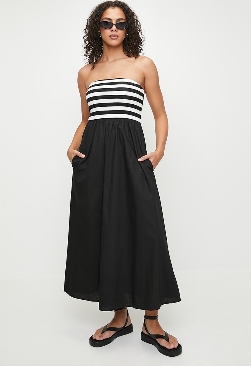 Superbalist - Bandeau strapless combo dress - stripe & black