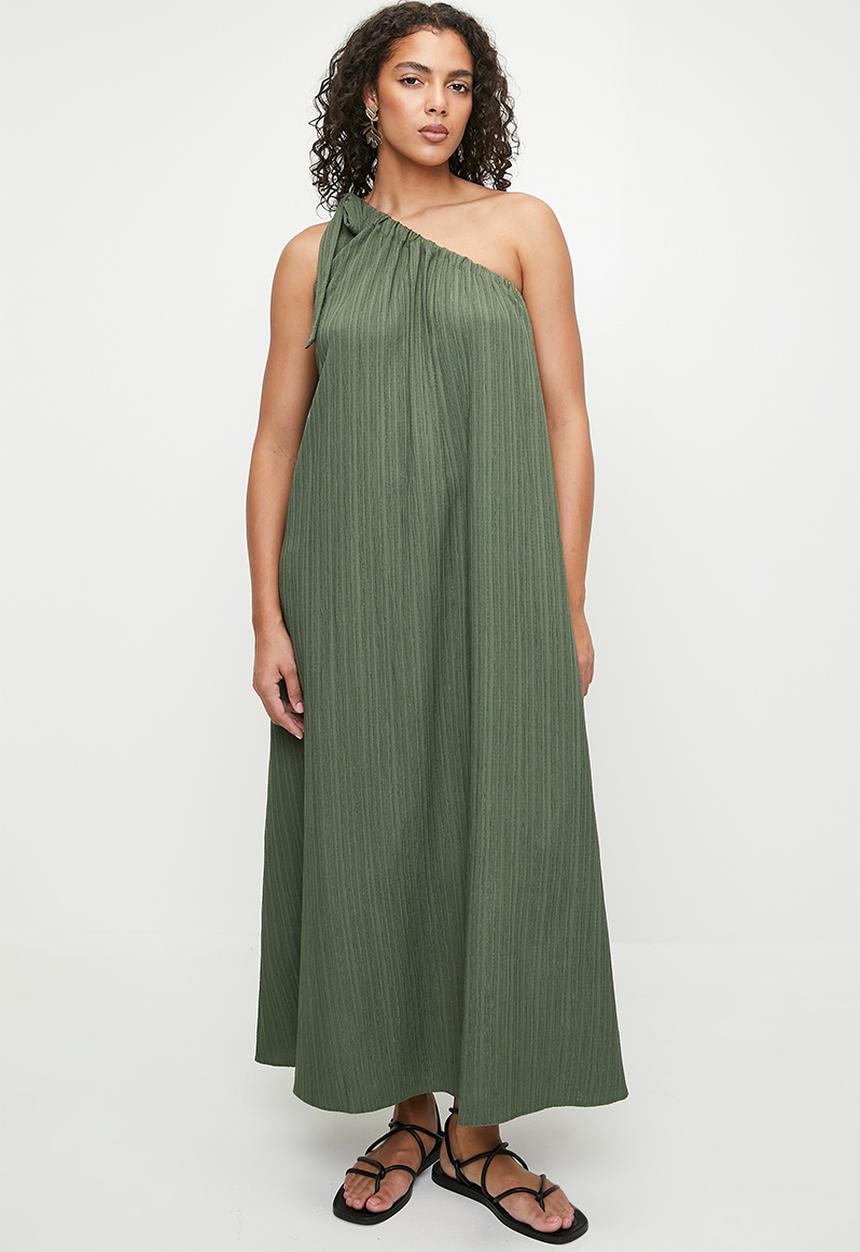 Superbalist - Linen Asym Trapeze Maxi Dress - Green