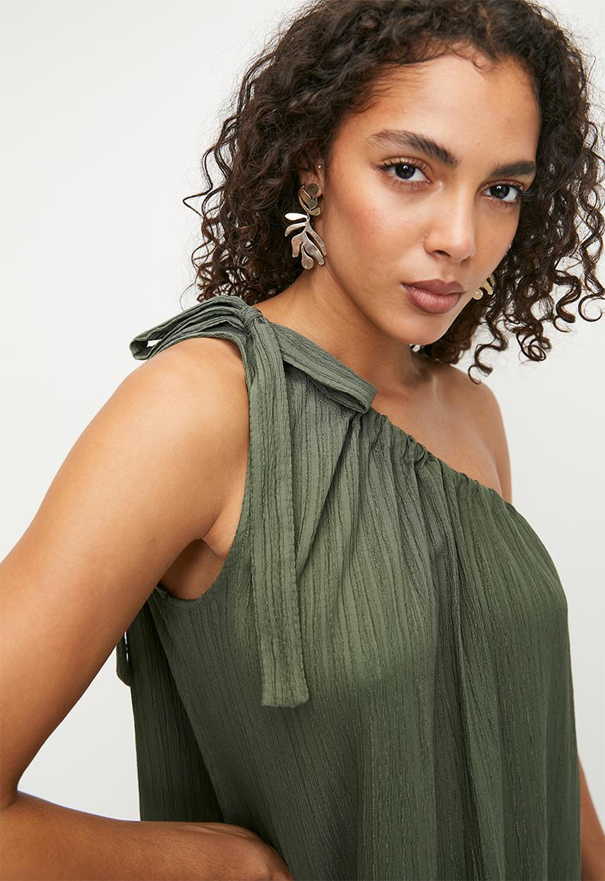 Superbalist - Linen Asym Trapeze Maxi Dress - Green
