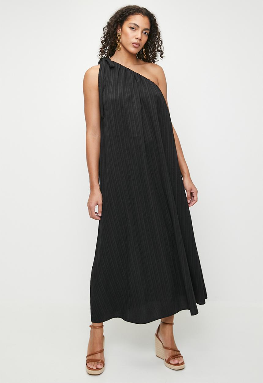 Superbalist - Linen Asym Trapeze Maxi Dress - Black