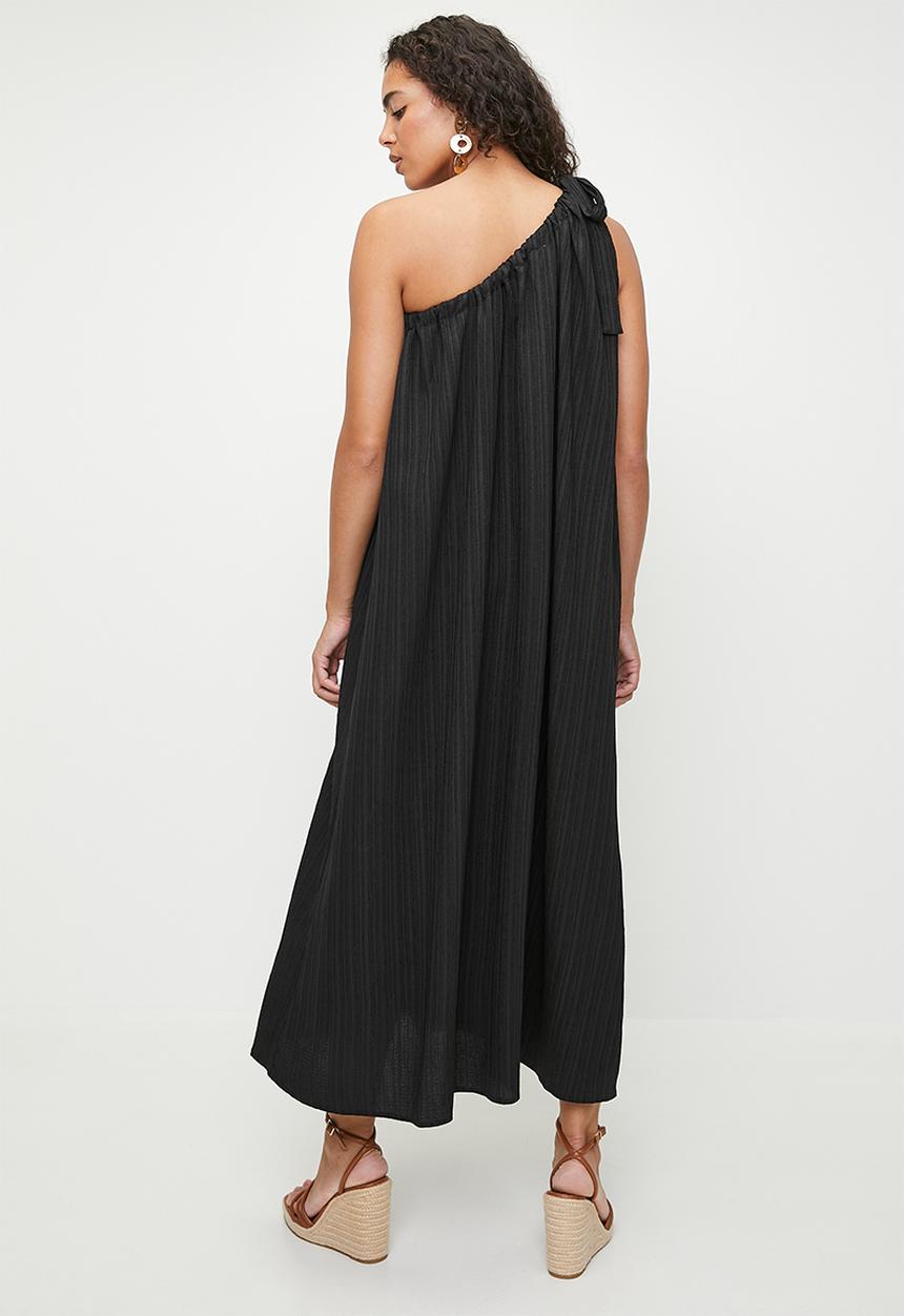 Superbalist - Linen Asym Trapeze Maxi Dress - Black