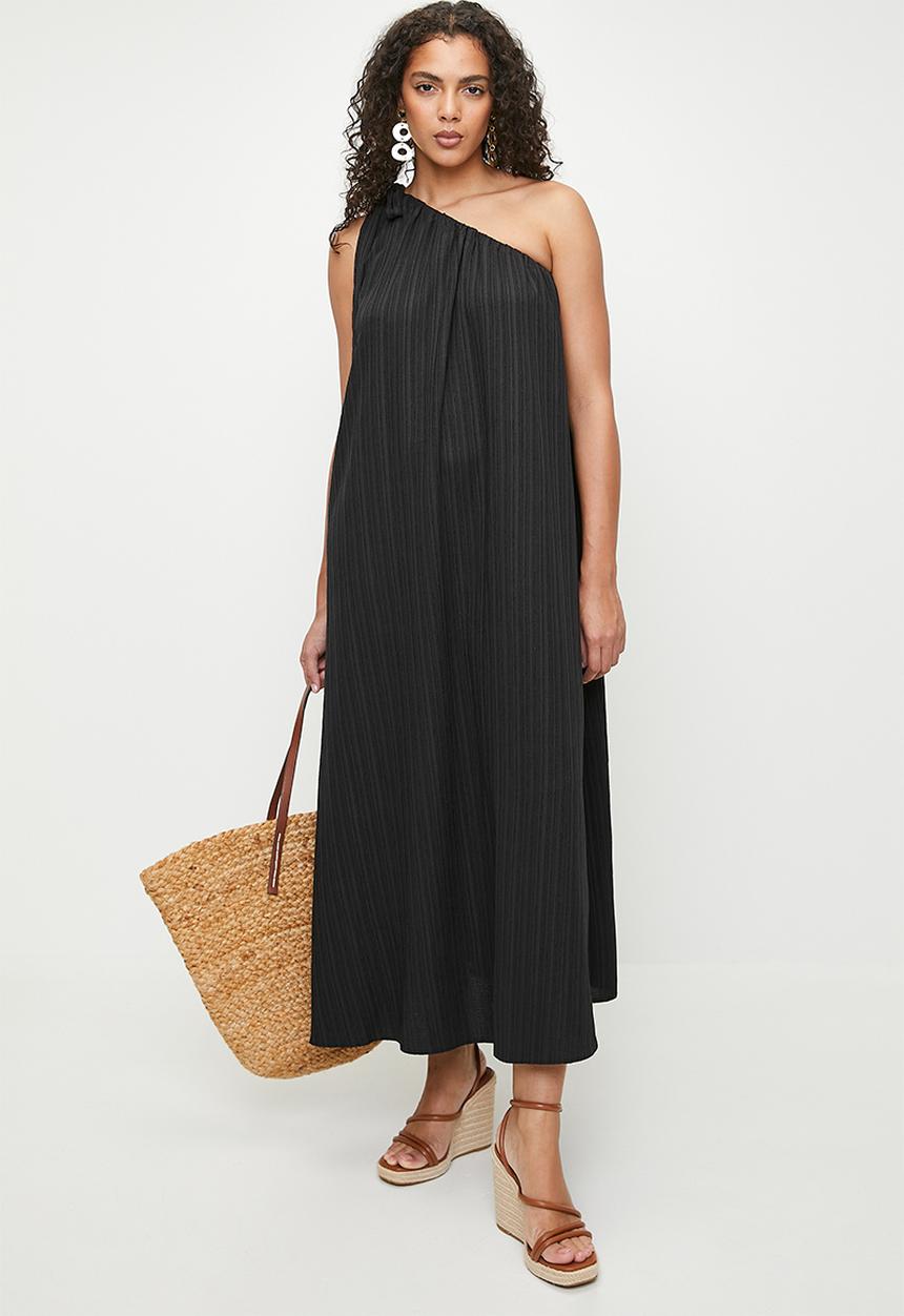 Superbalist - Linen Asym Trapeze Maxi Dress - Black