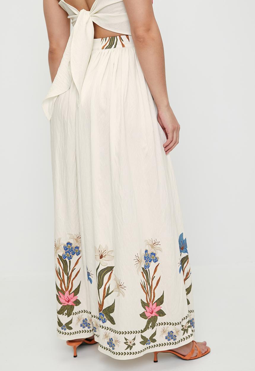 MILLA - Co-ord a-line maxi skirt -Delicate Botanical Double border