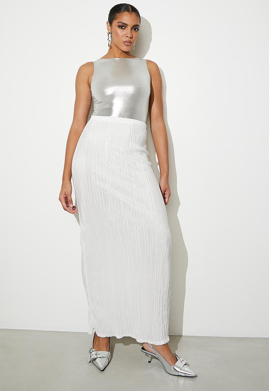 VELVET - Metallic boatneck bodysuit - silver