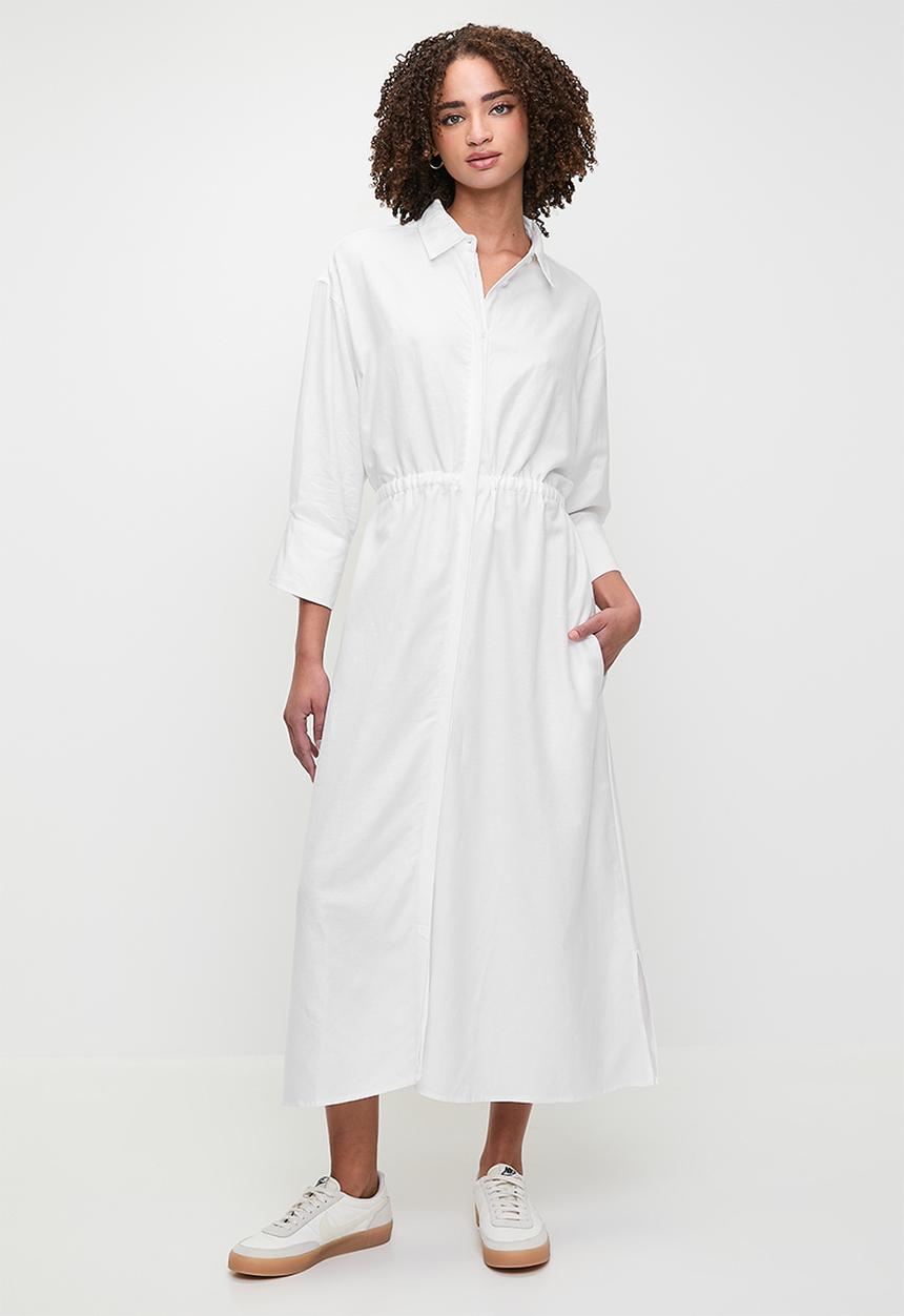 Me&B - Linen Tunnel Shirt Dress - White