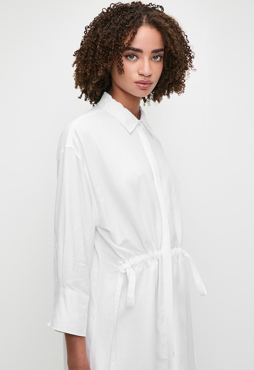 Me&B - Linen Tunnel Shirt Dress - White