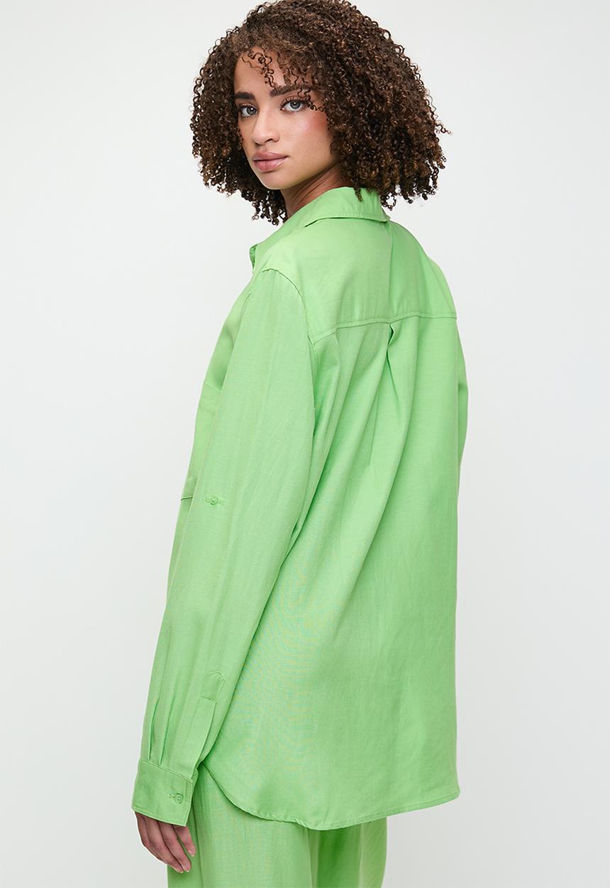 Me&B - Linen One Pocket Shirt  - Mint