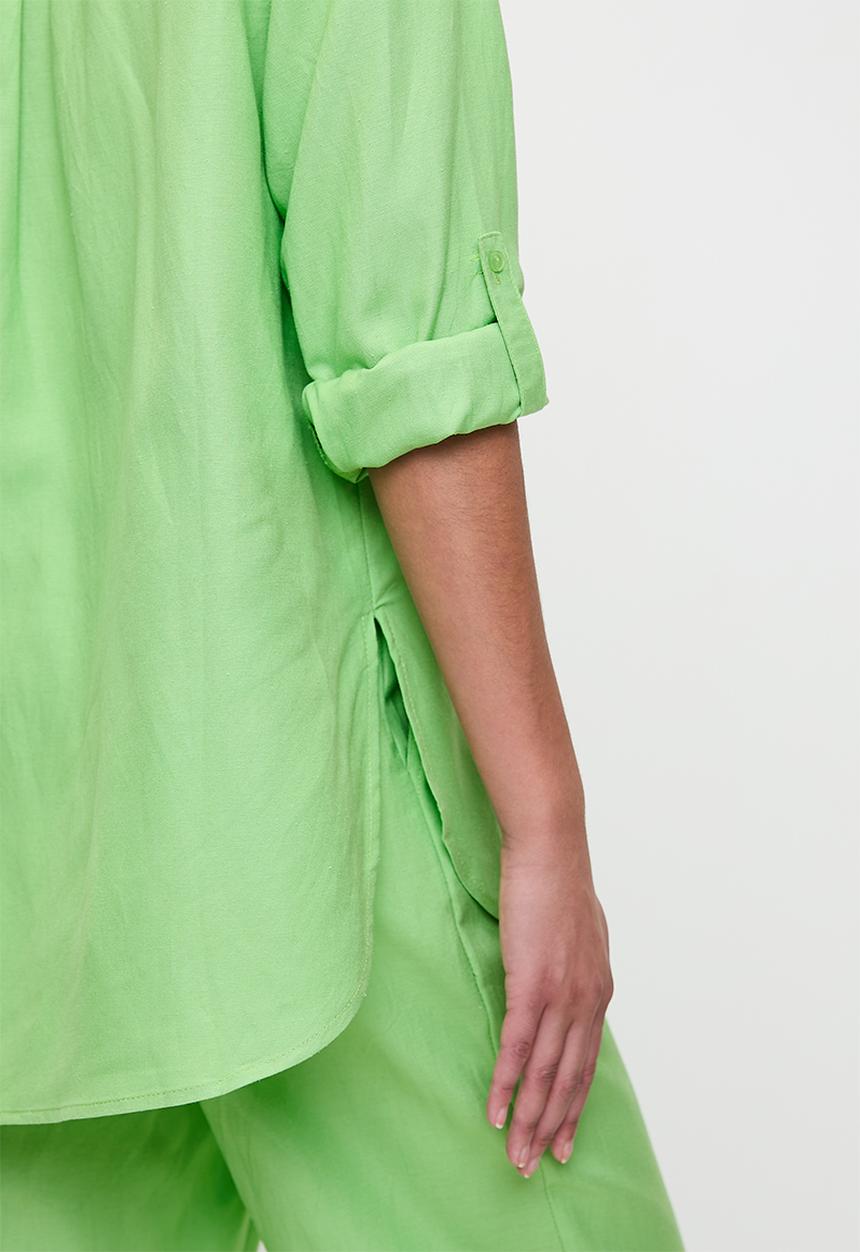 Me&B - Linen One Pocket Shirt  - Mint