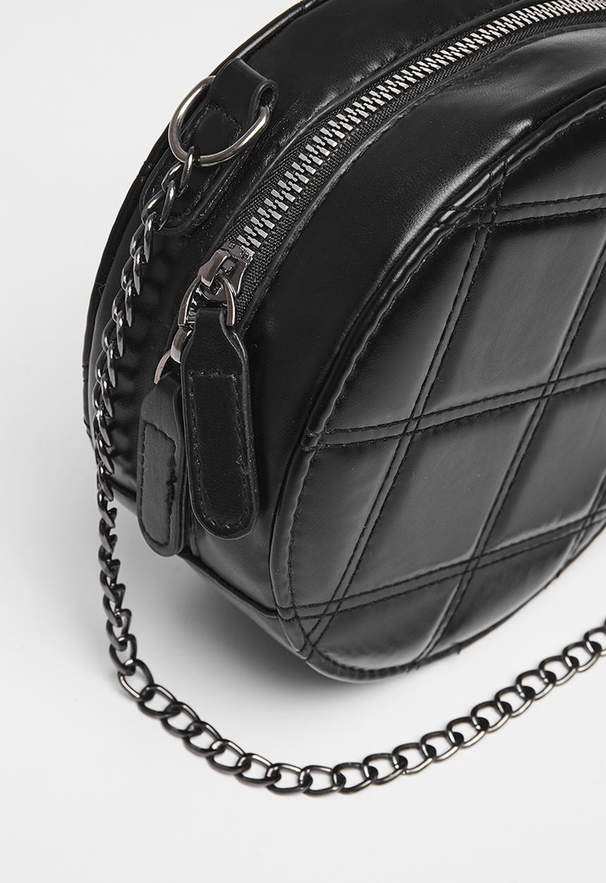 Pop Candy - Quilted round shoulder bag - black