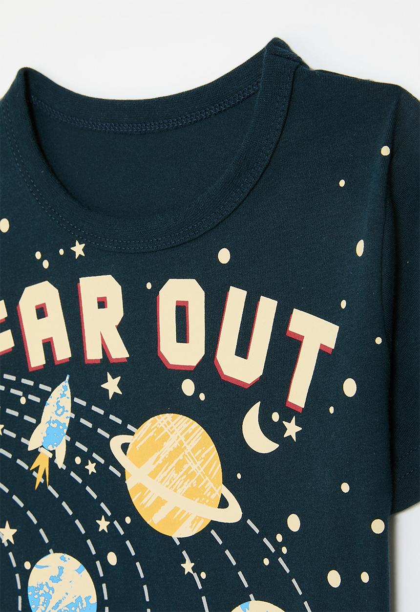 Pop Candy - Far out print tee-navy blue