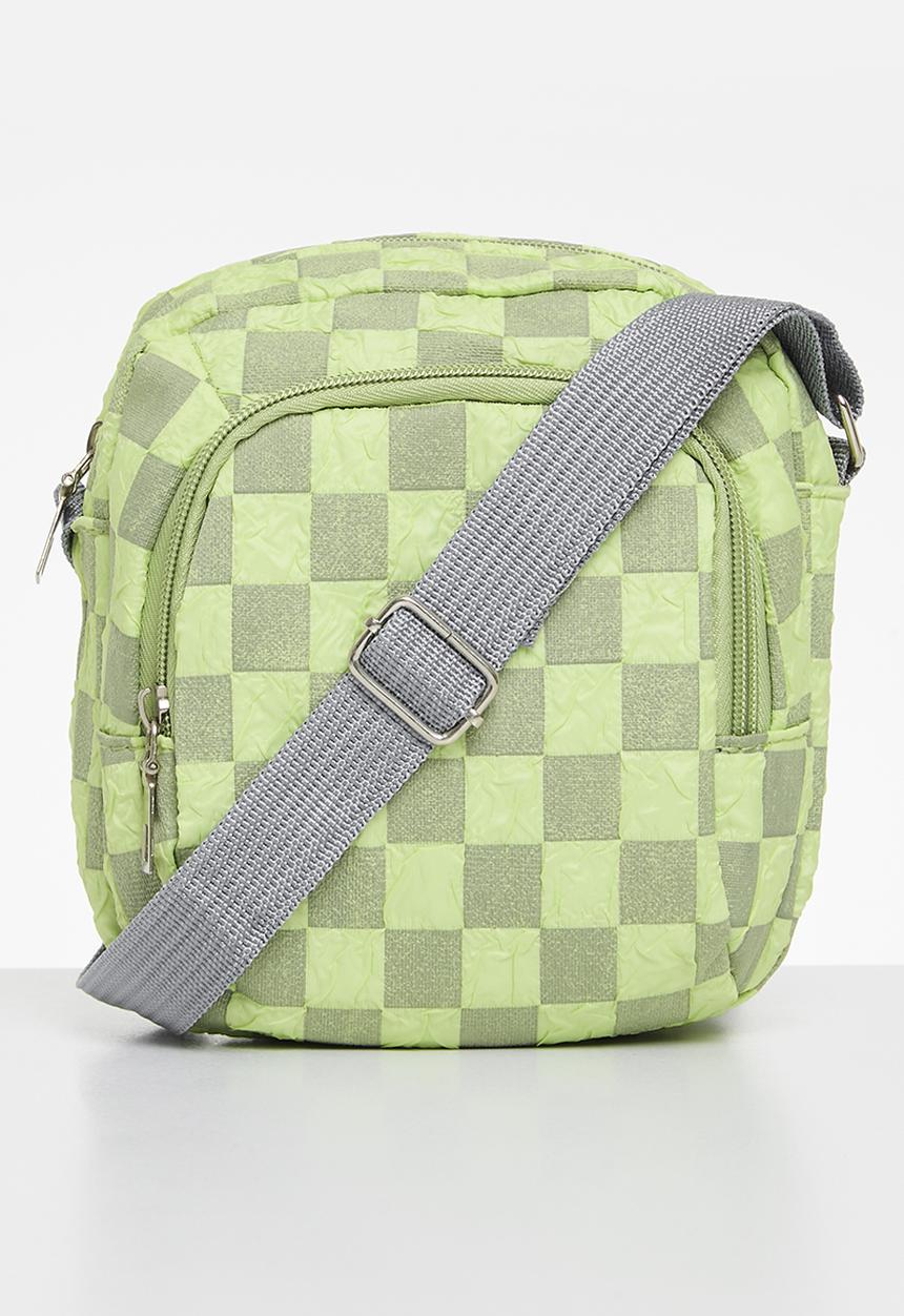 Pop Candy - Checker board shoulder bag - green & grey