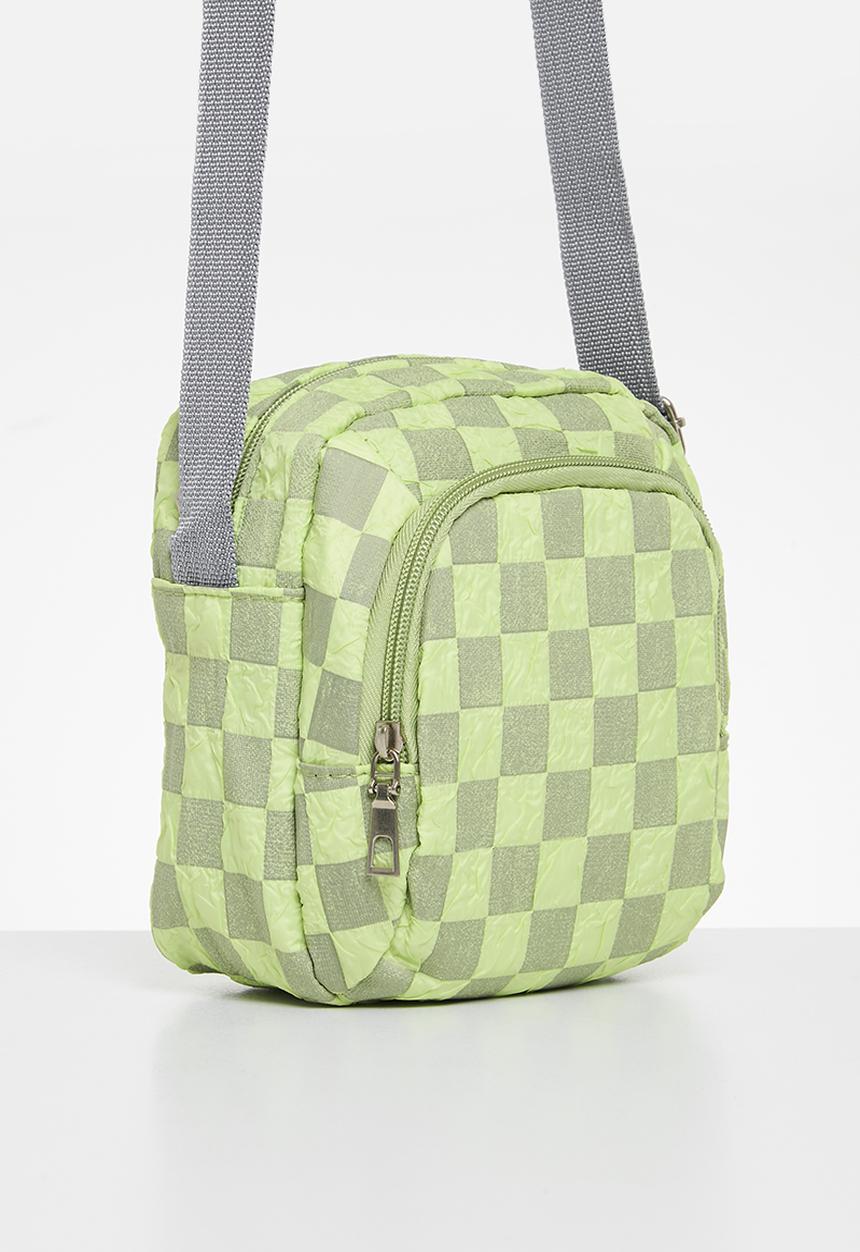 Pop Candy - Checker board shoulder bag - green & grey