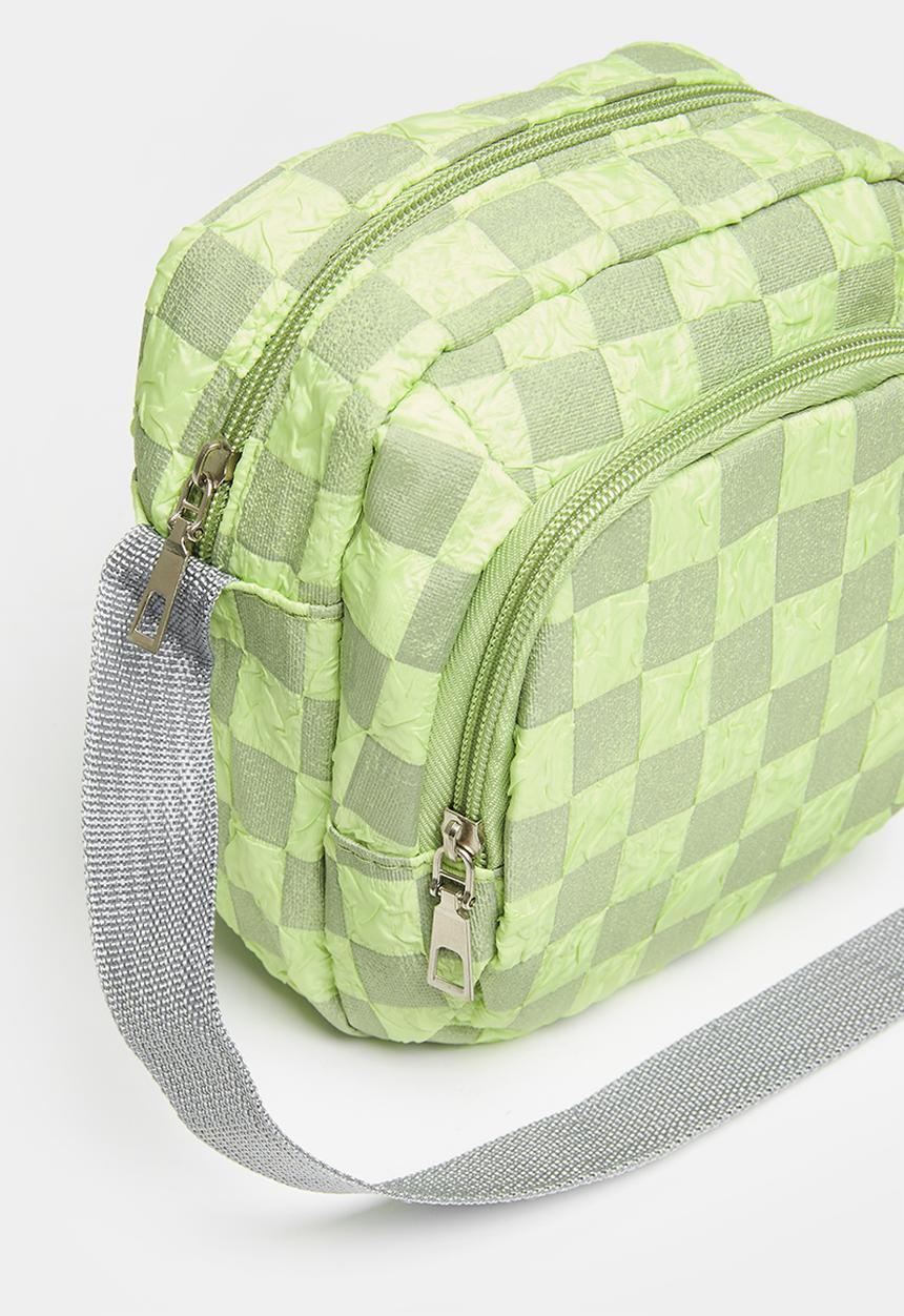 Pop Candy - Checker board shoulder bag - green & grey