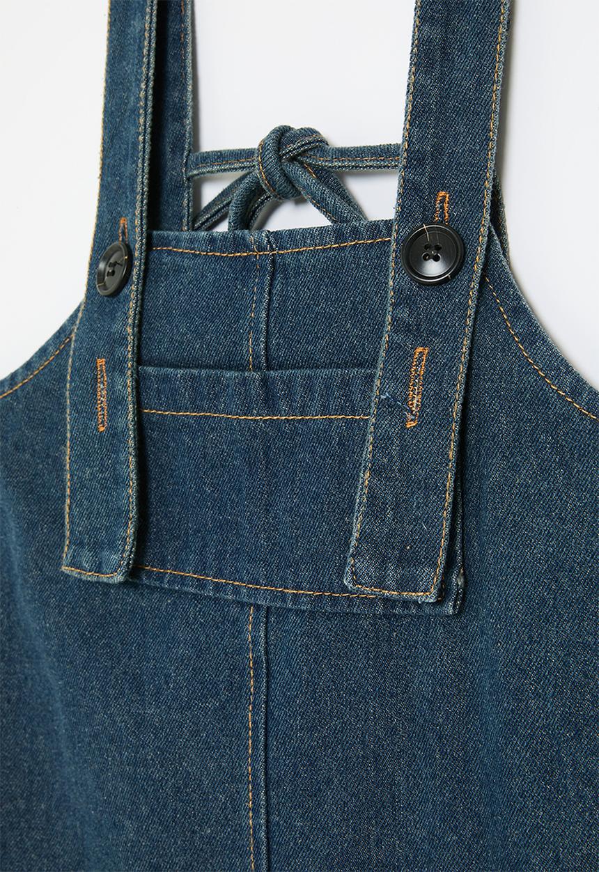 Pop Candy - Denim pinafore dress-dark blue