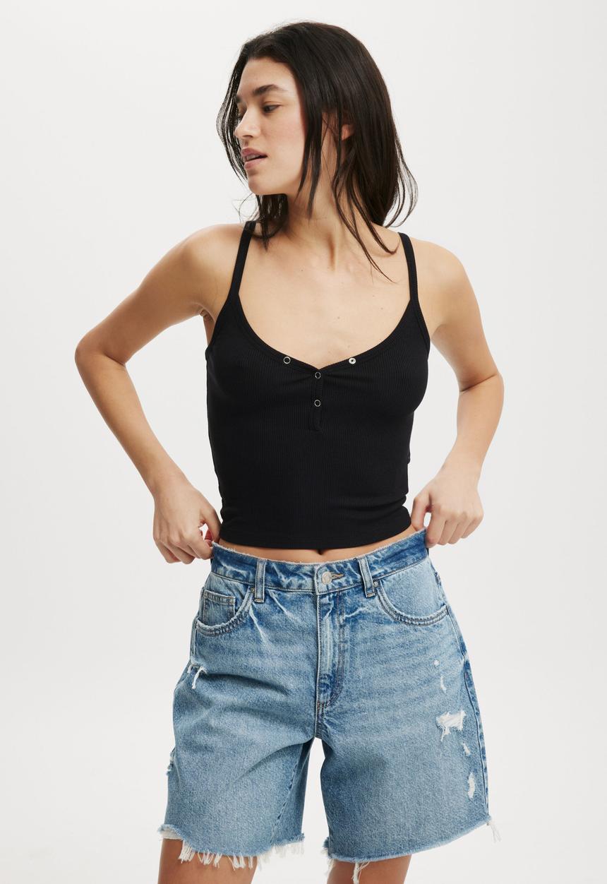 Cotton On - Relaxed Denim Short - Blue Haze Rip