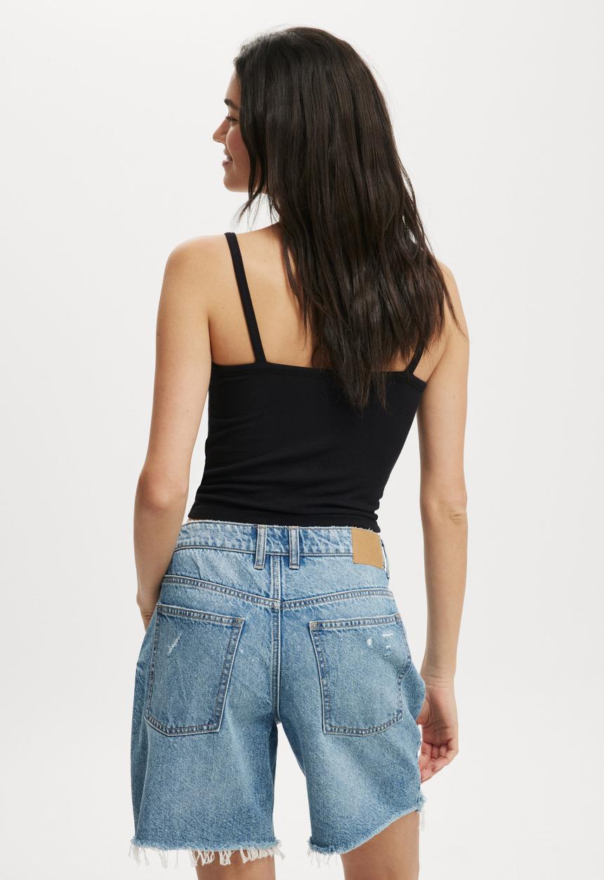 Cotton On - Relaxed Denim Short - Blue Haze Rip