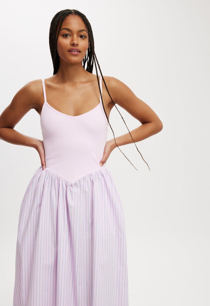 Cotton On - Romee Maxi Dress - Pink & Blue Stripe