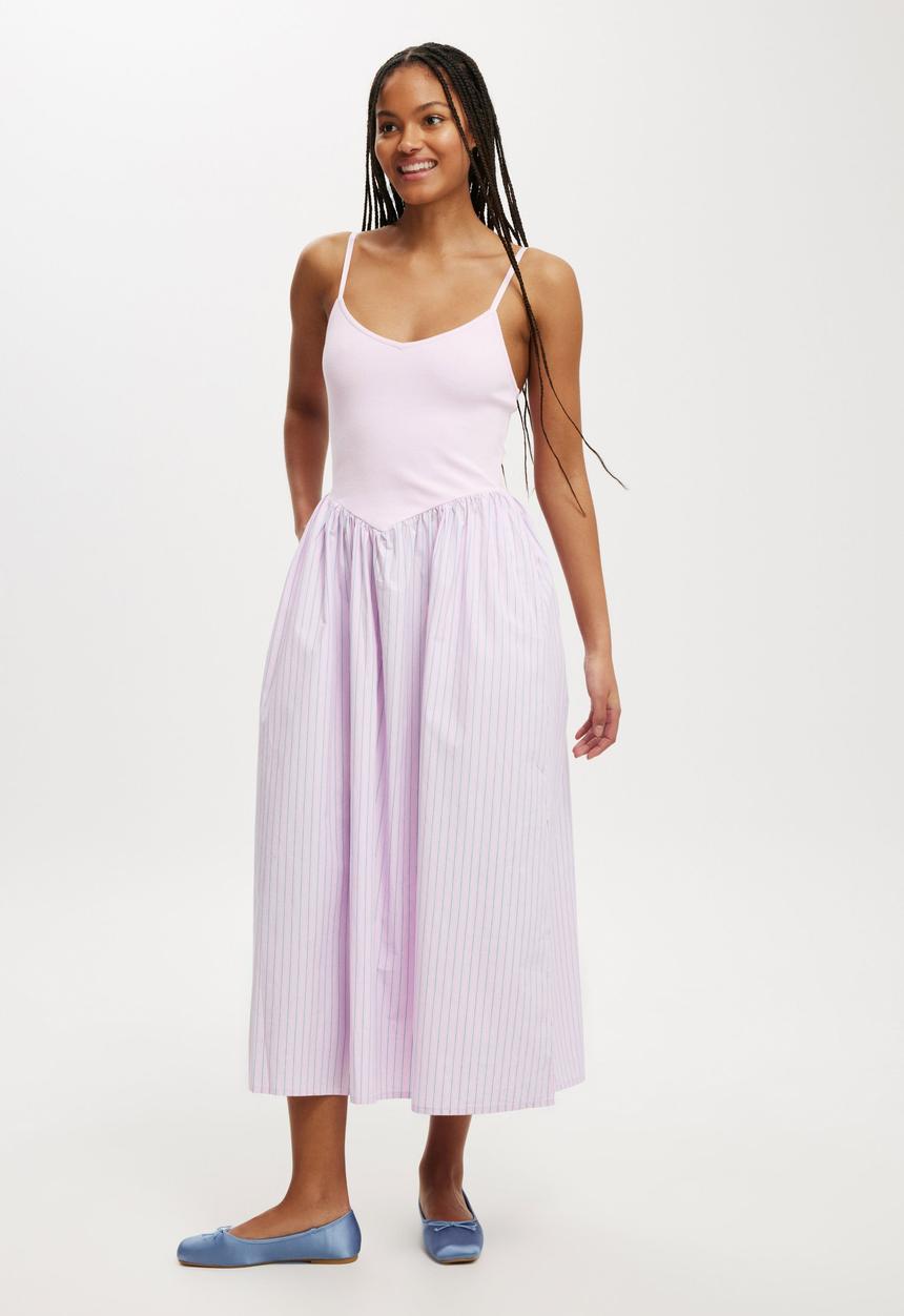 Cotton On - Romee Maxi Dress - Pink & Blue Stripe
