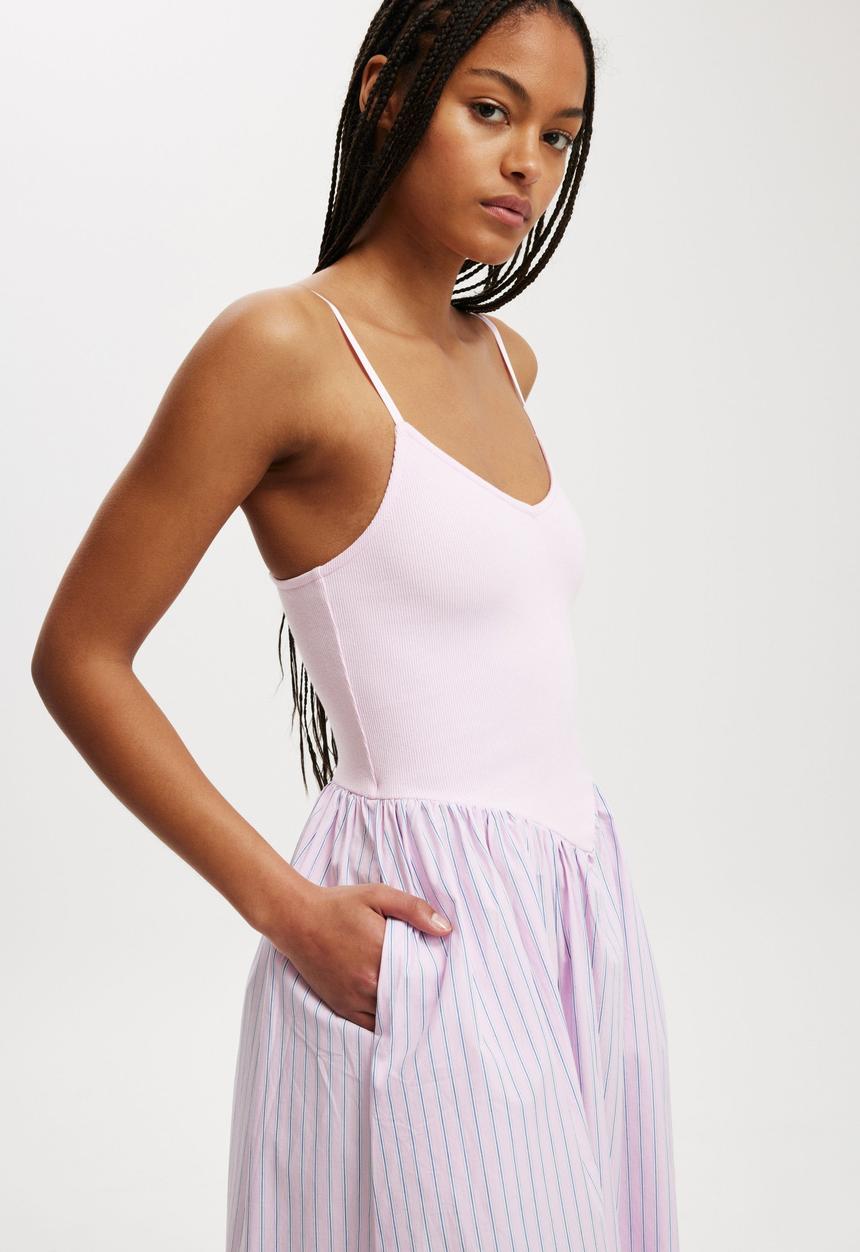 Cotton On - Romee Maxi Dress - Pink & Blue Stripe