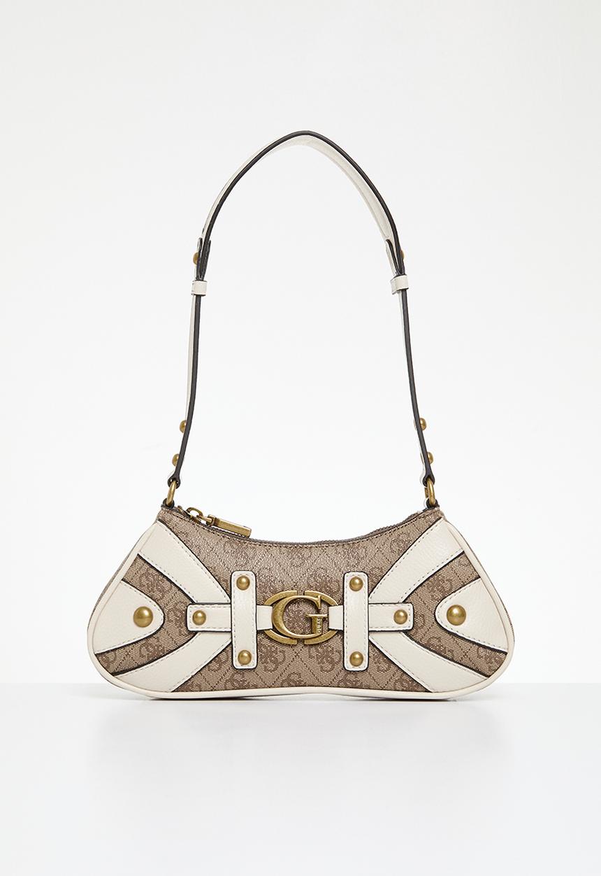 Mintha mini top zip shldr bag - latte logo/stone