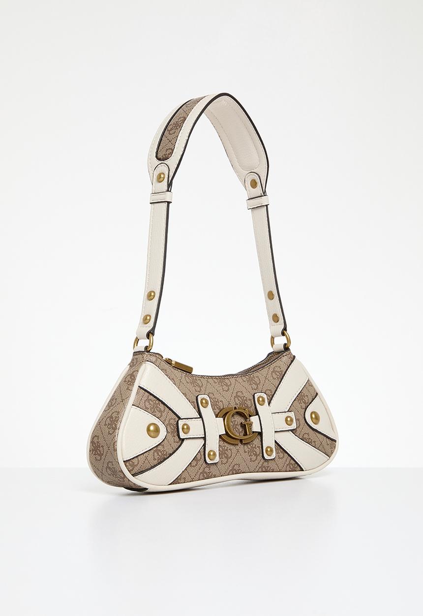 GUESS - Mintha mini top zip shldr bag - latte logo/stone