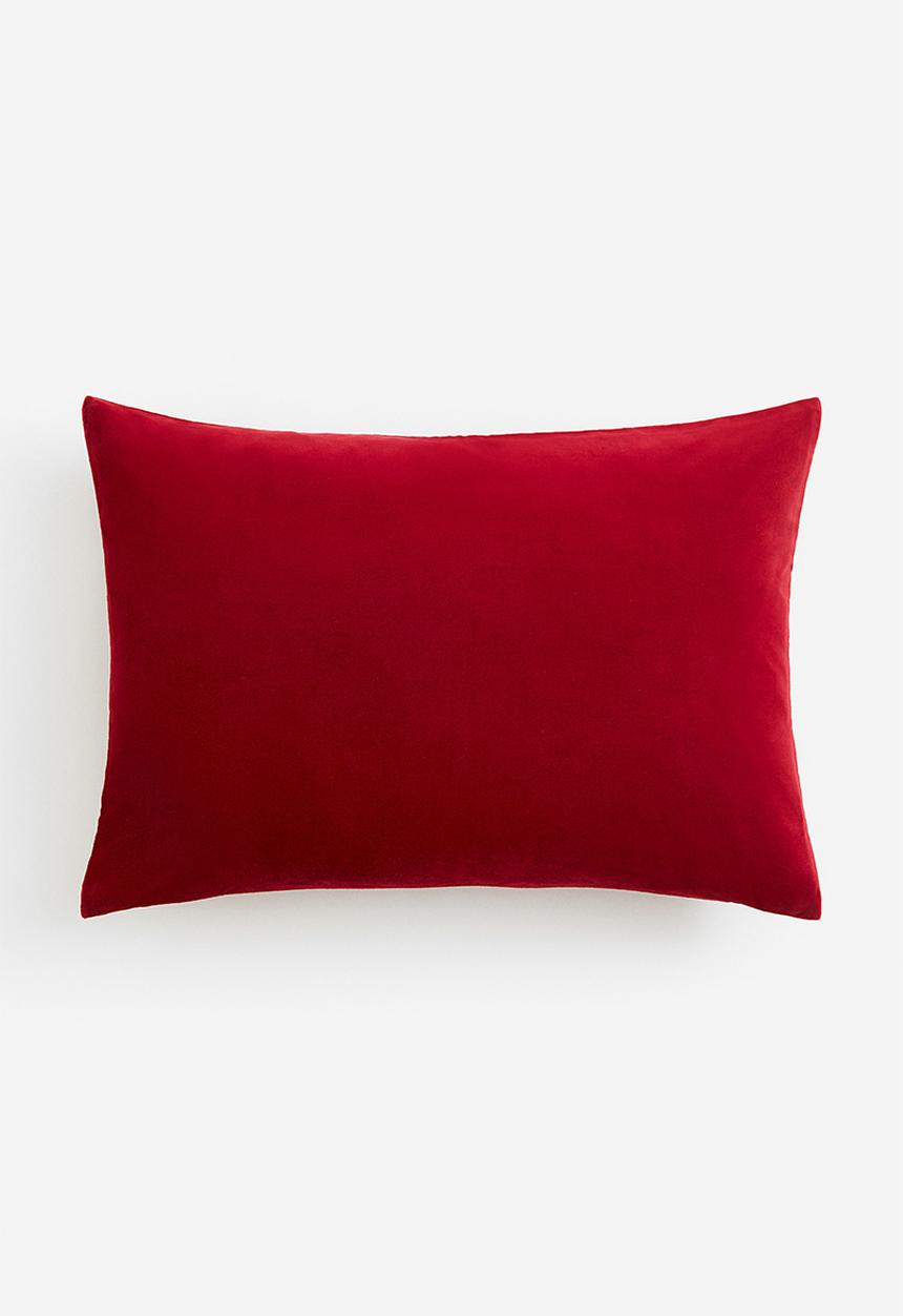 H&M - Cotton velvet cushion cover - red